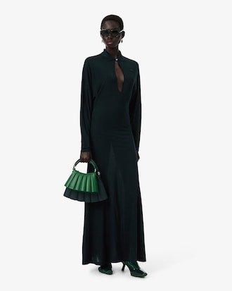Runway Polo Collar Silk Maxi Dress
