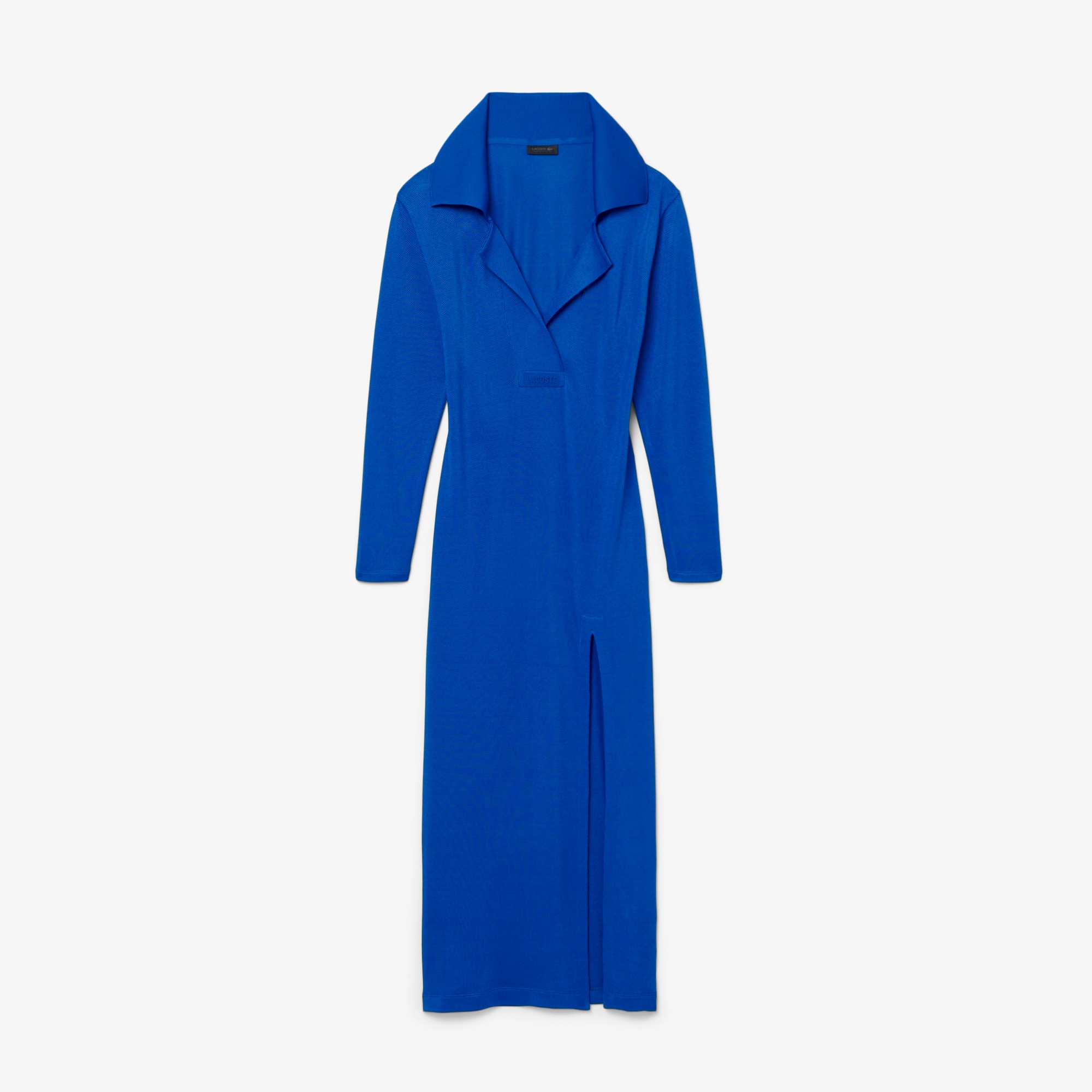 Runway Polo Collar Satin Maxi Dress