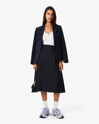 Women's Pleated Wool Midi Wrap Skirt