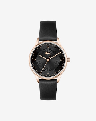 Lacoste Club Women 3 Hands Watch - Black With Leather Strap