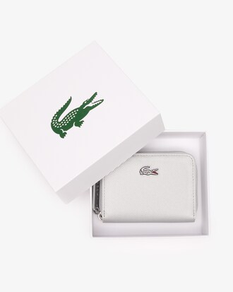 Women's Silver Canvas L.12.12 Zipped Wallet