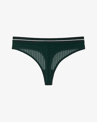 Velour Stripe Mesh String Briefs