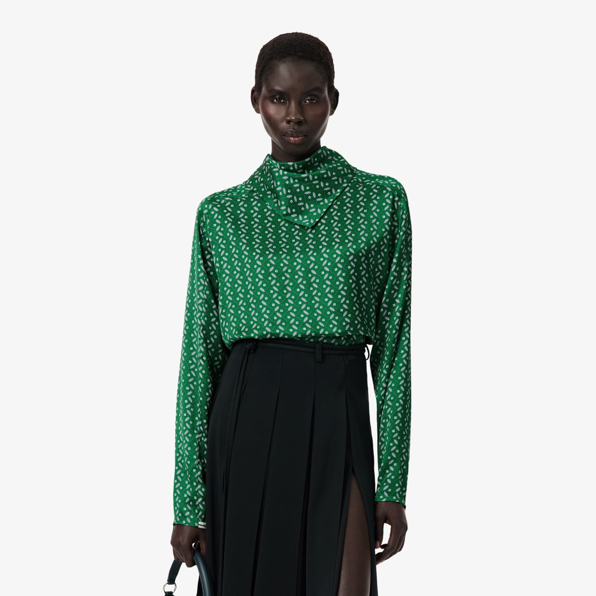 ラフロッグ　モックネックシャツ　グリーン　S ターコイズ Runway Oversized Printed Shirt - Women's Collection - New In 2026