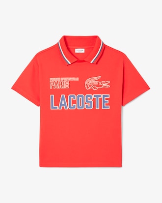 Polo de niño con cuello doble y malla estampada