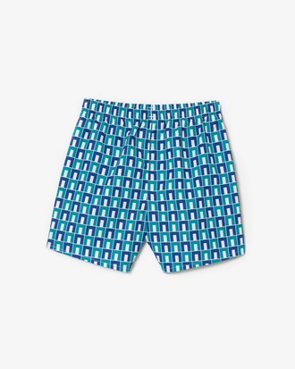 Kids' Monogram Print Swim Trunks
