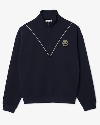 Men's Loose Fit Zip Neck Piqué Sweatshirt