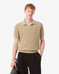 Men's Cotton Blend Open Polo Collar Sweater