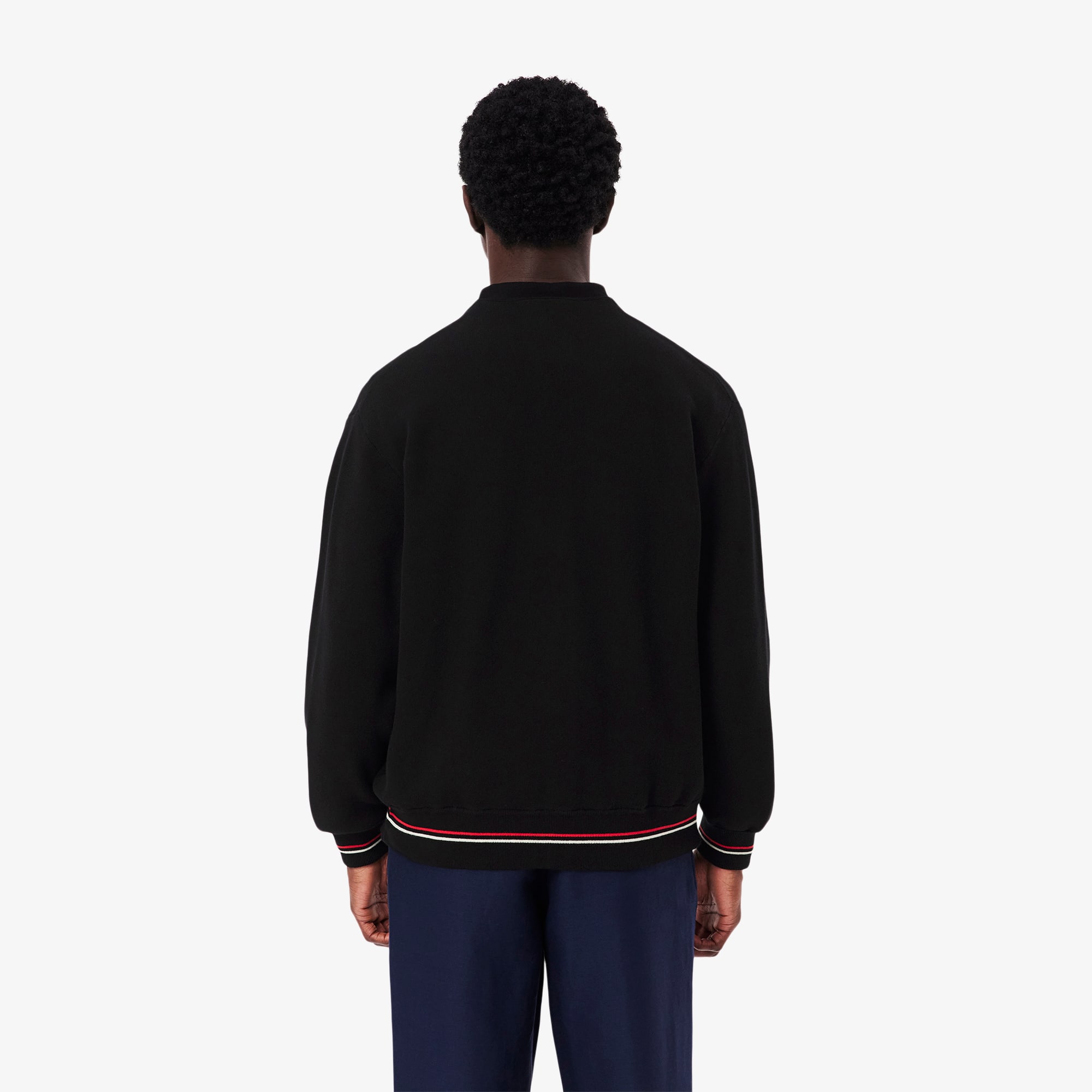 Men's Relaxed Fit Stripe Detail Cotton Cardigan - Sweaters