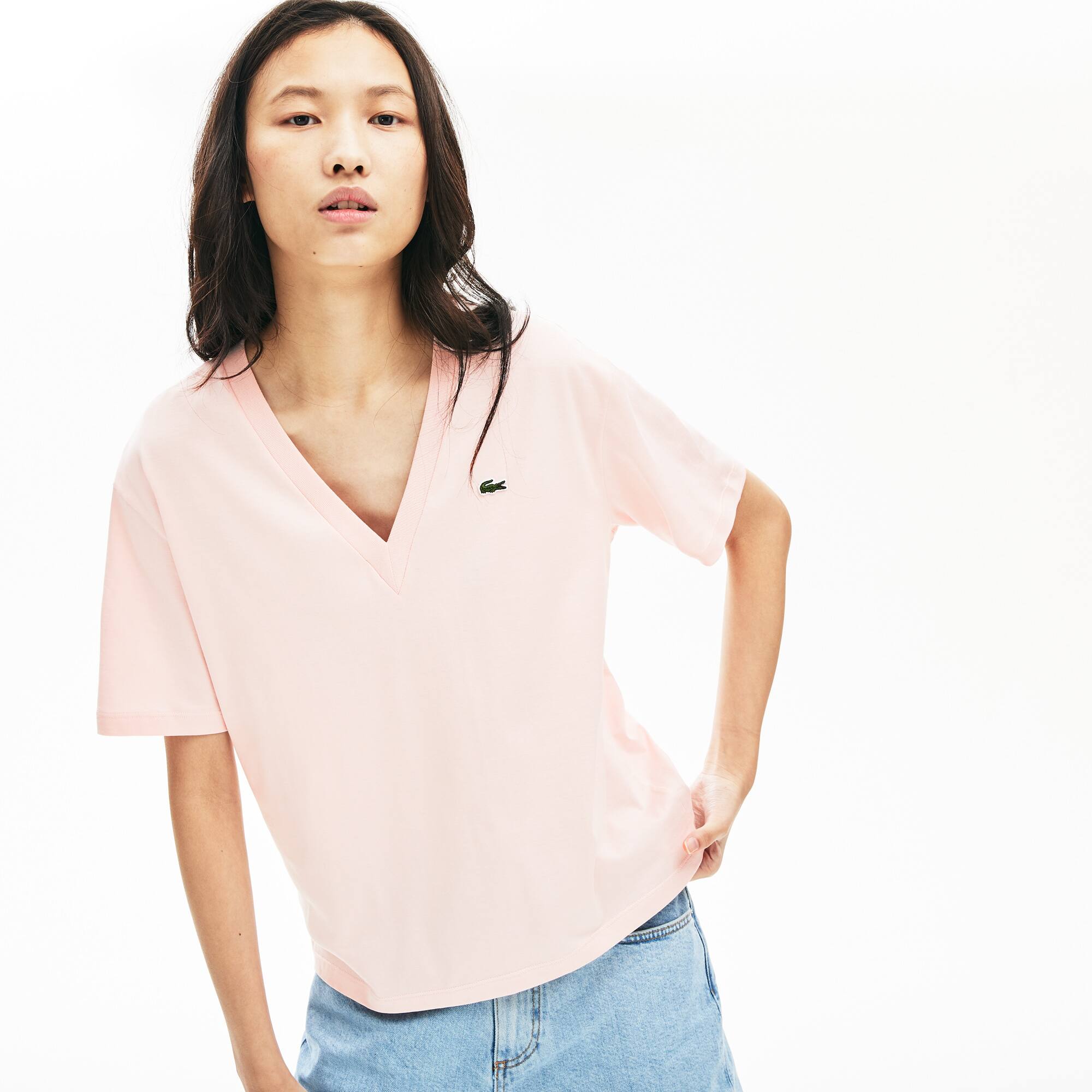 Women's V-Neck Premium Cotton T-shirt - T-Shirts & Tops