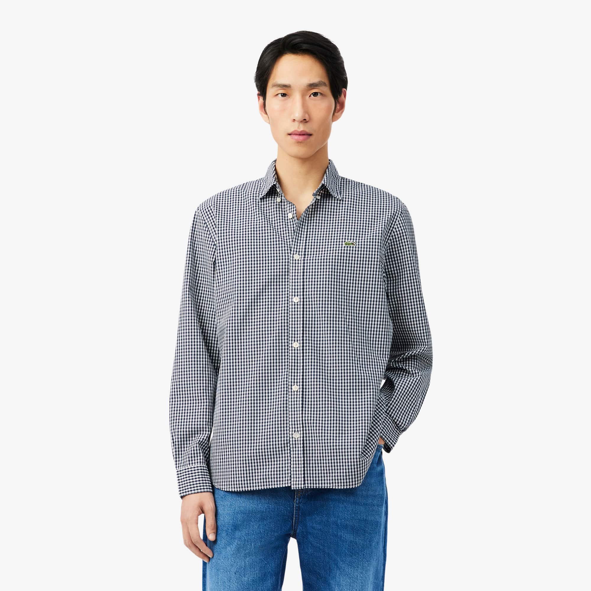 Lacoste Regular Fit Lightweight Poplin Plaid Shirt
