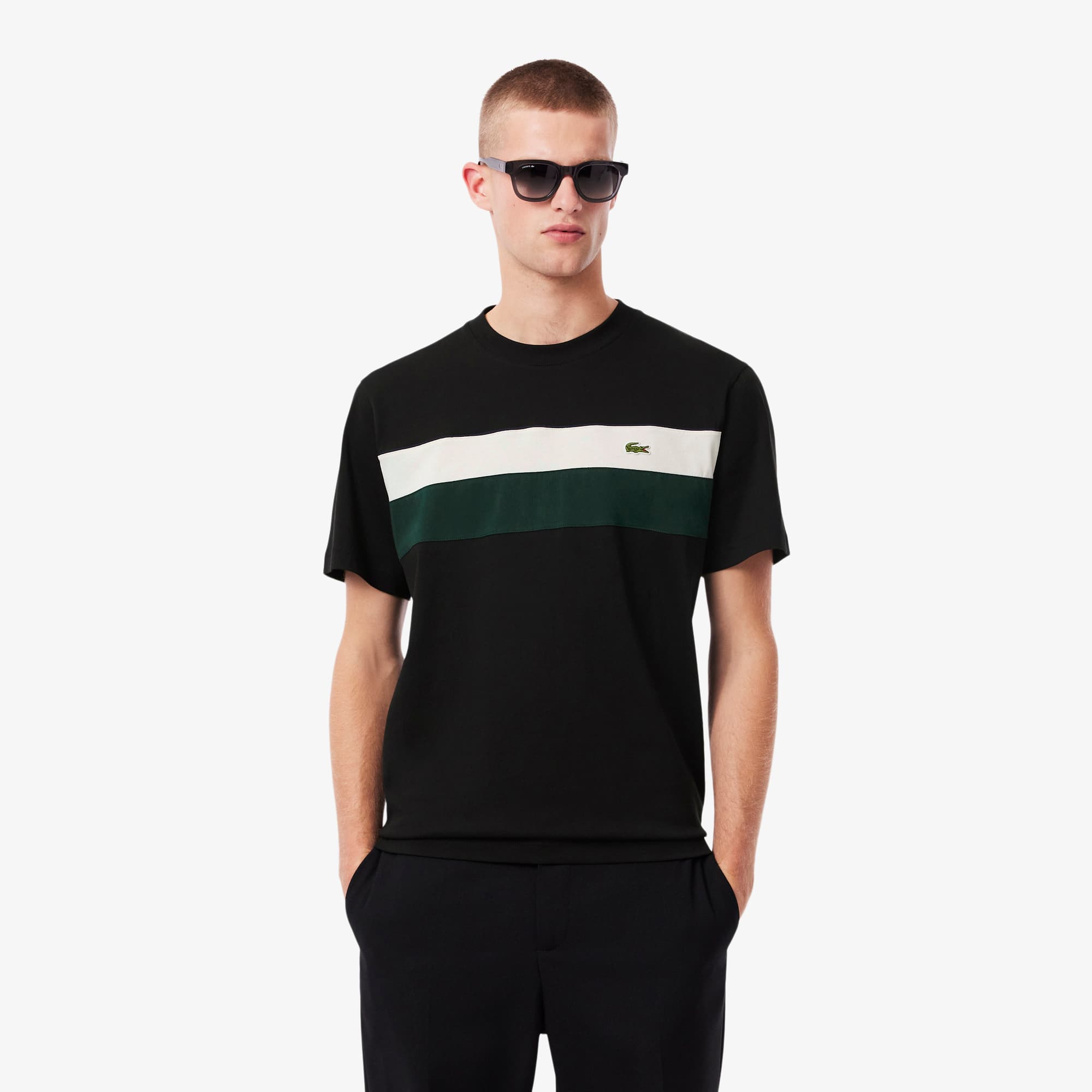 Lacoste Men's Jersey Colorblock T-shirt - L - 5 In Black