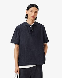 Runway Loose Fit Denim Polo Shirt