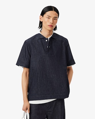 Runway Loose Fit Denim Polo Shirt