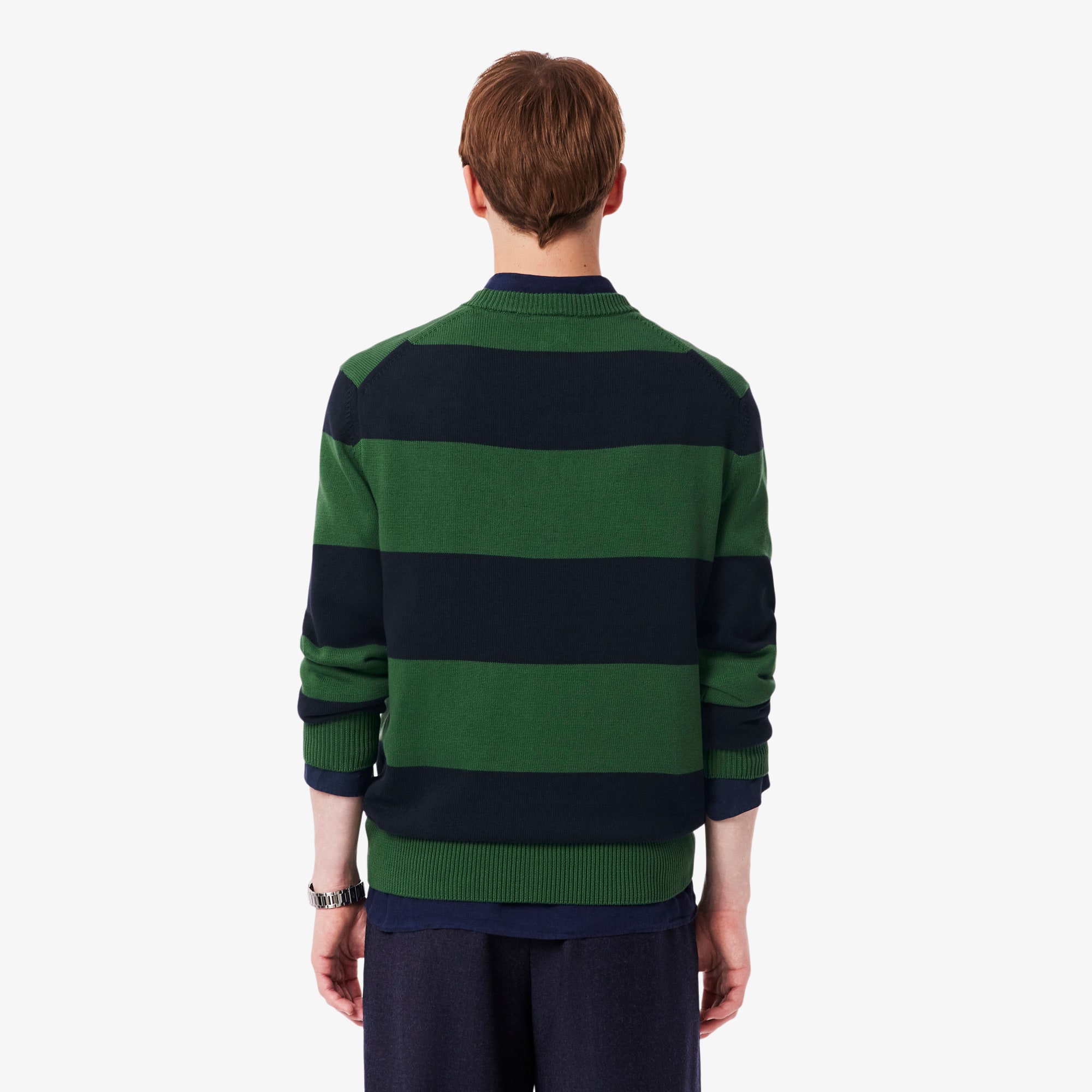 メンズウェア CLUBHAUS L/S Crewneck Knit - Green XL Men's Striped Cotton Jersey Sweater - Sweaters & Sweatshirts - New