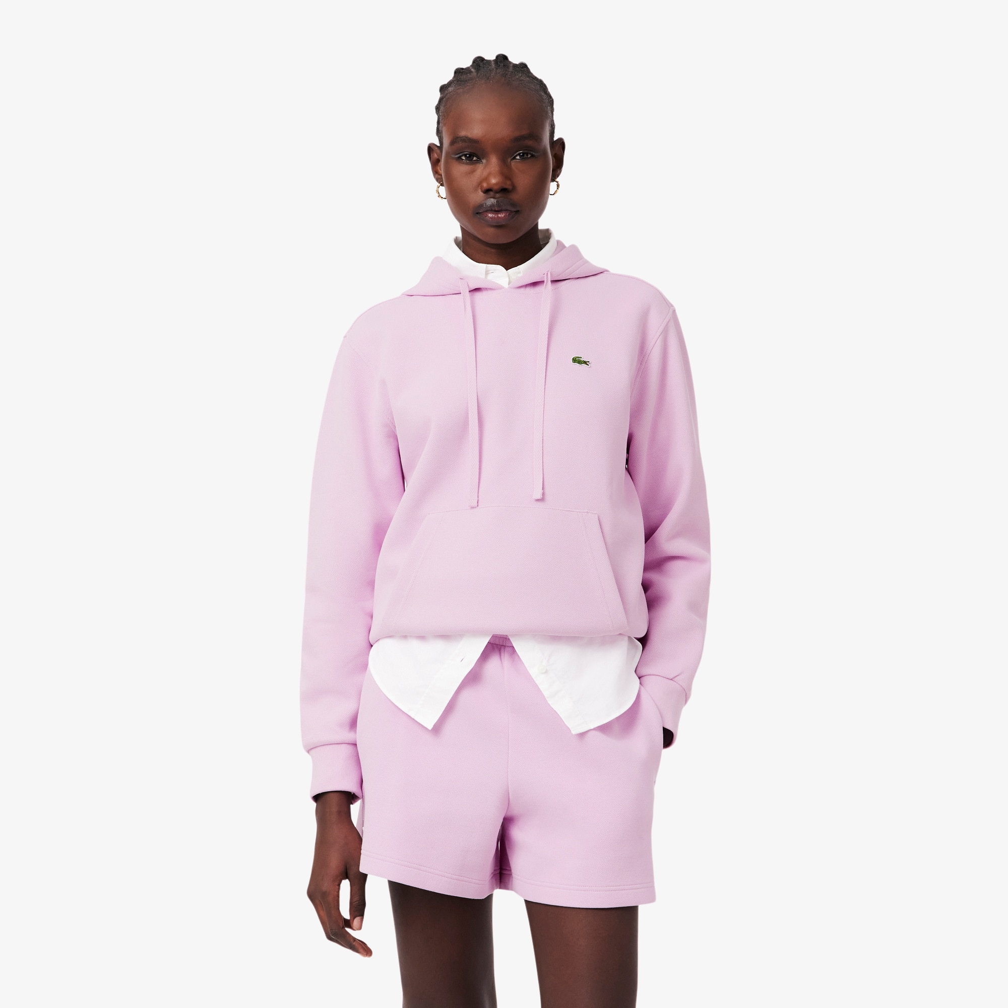 Lacoste Women's Piquã© Hoodie - M (38) In Pink