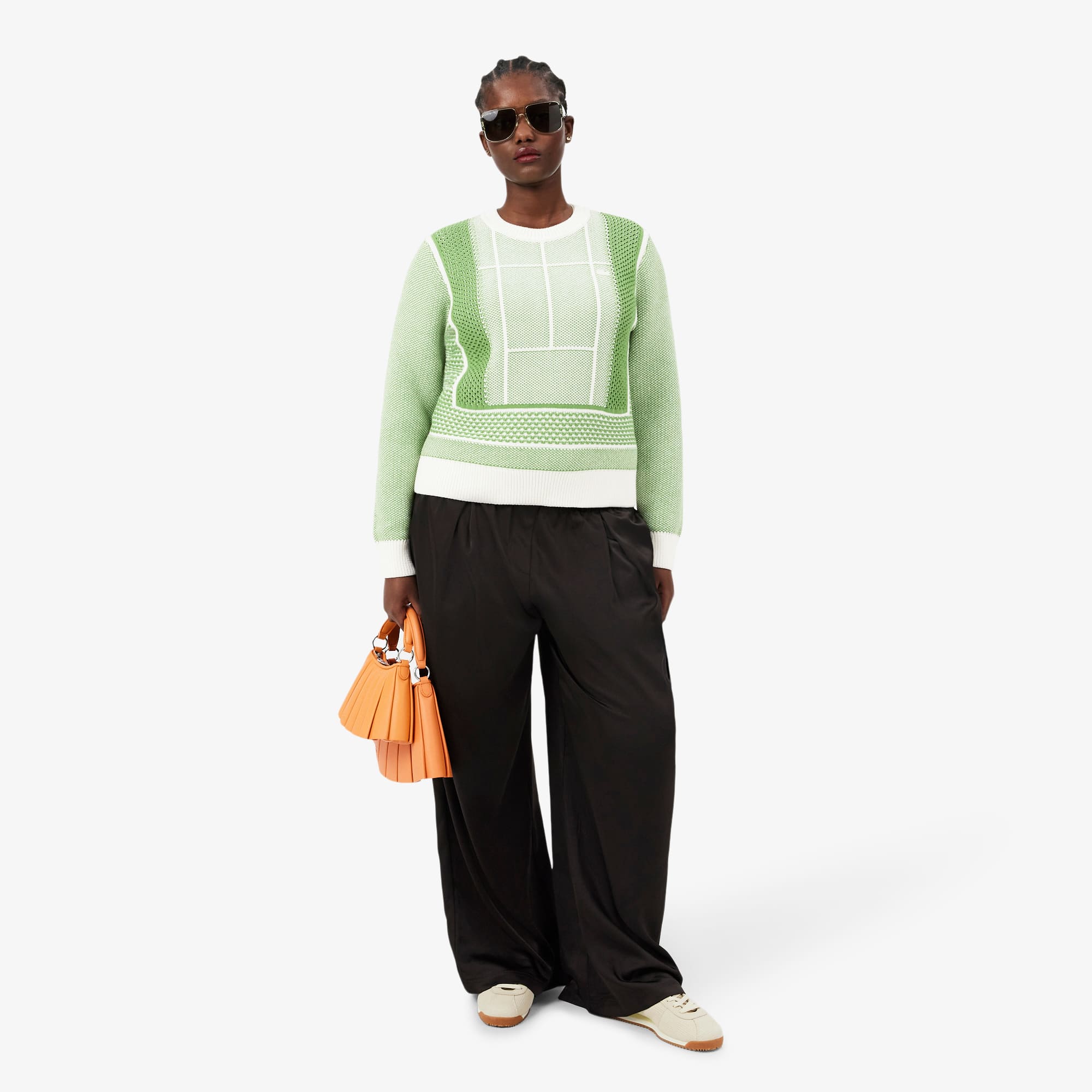 Tennis Court Graphic Jacquard Sweater - Sweaters & Sweatshirts