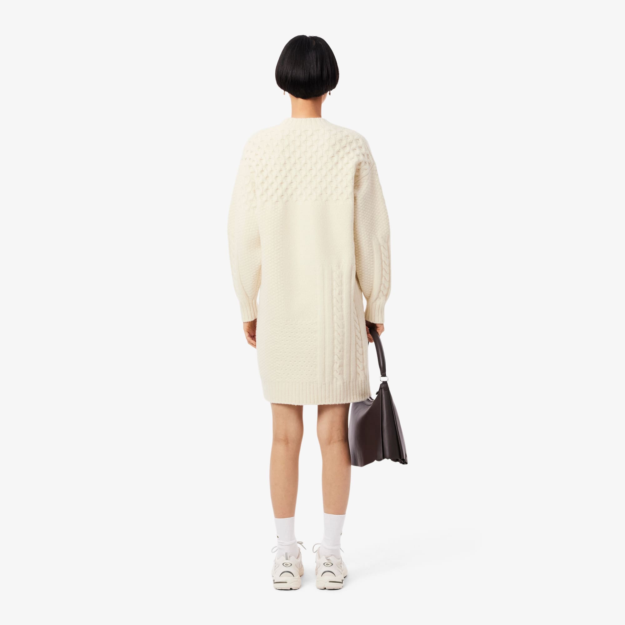 Women's Patchwork Effect Wool Sweater Dress