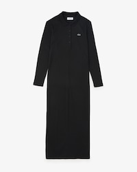 Women's Slim Fit Ribbed Cotton Polo Collar Dress