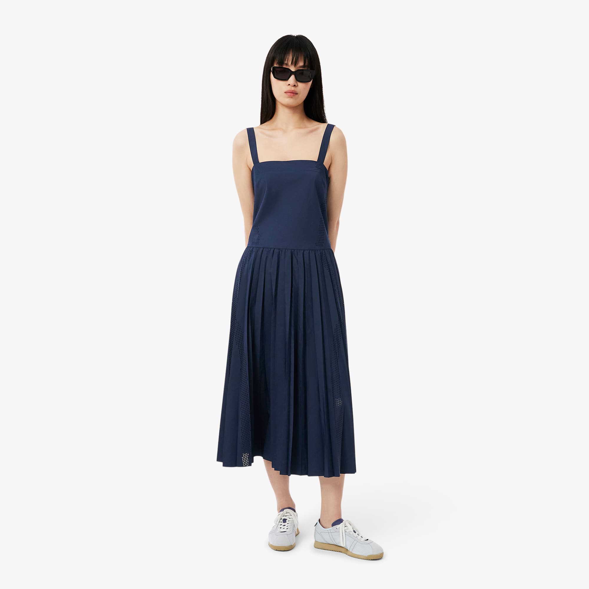 Lacoste Pleated Dress In Blue