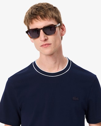 Men's Stretch Piqué Striped Collar T-Shirt