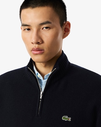 Men's Zip-Up High-Neck Wool Sweater 