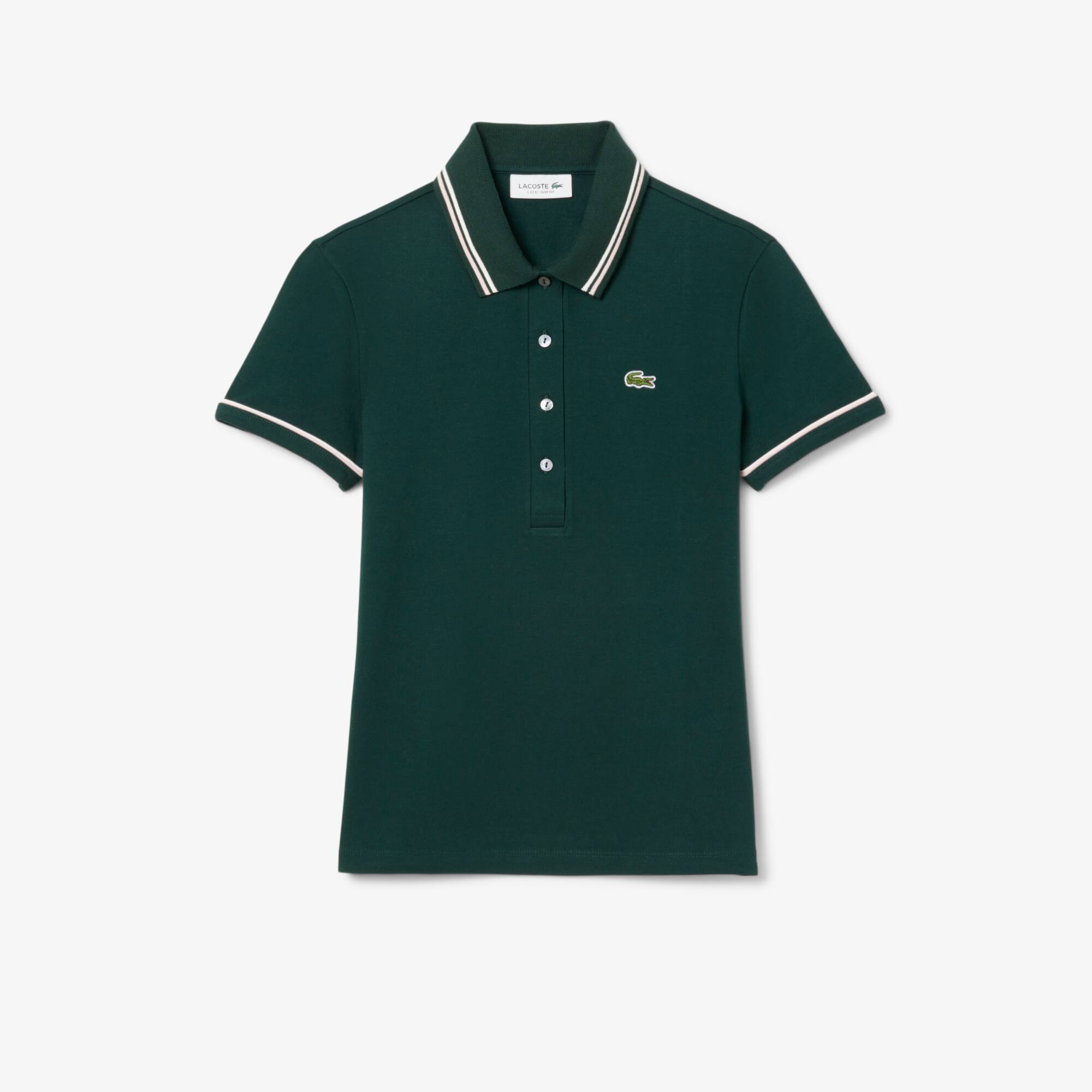 Lacoste Women's L.12.d Slim Fit Trim Detail Polo - 42 In Green