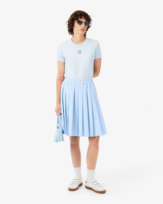 Falda Midi Plisada con Efecto Petit Piqu&eacute;