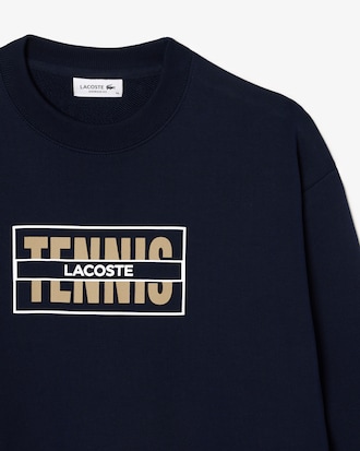Oversized Tennis Print Fleece Jogger Sweatshirt