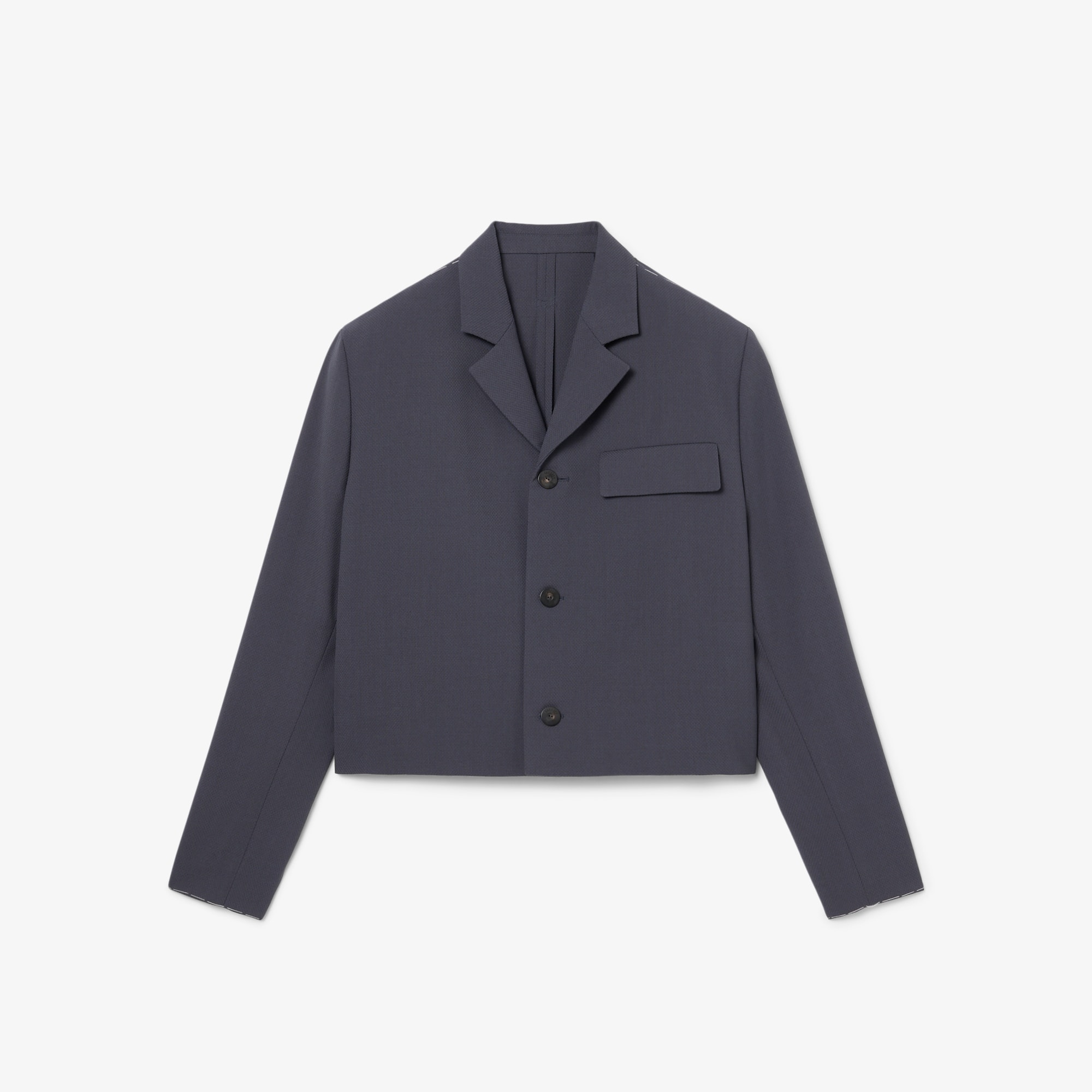 Lacoste Runway Cropped Jacquard Tailored Jacket In Blue