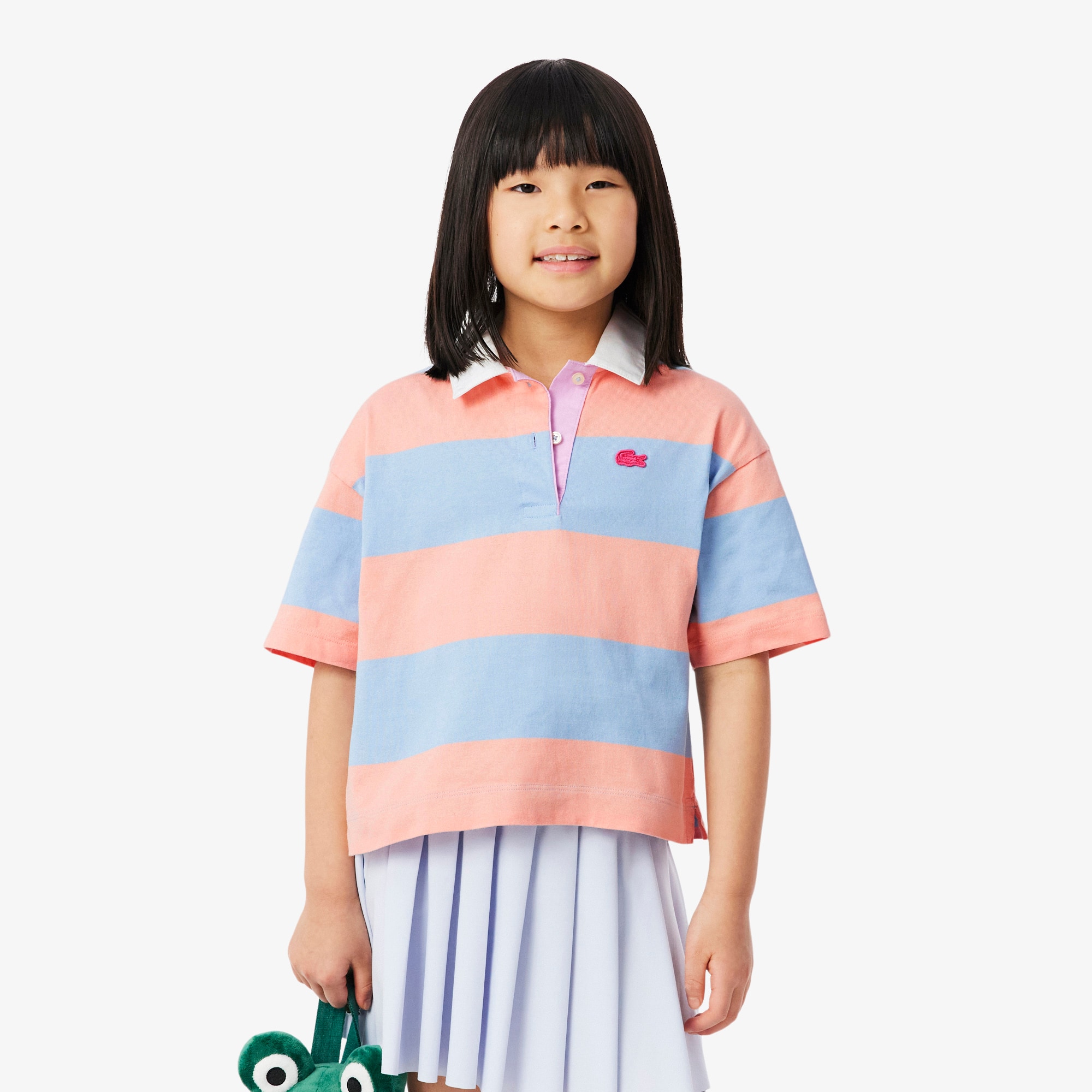 Lacoste Oversized Striped Cotton Rugby Polo