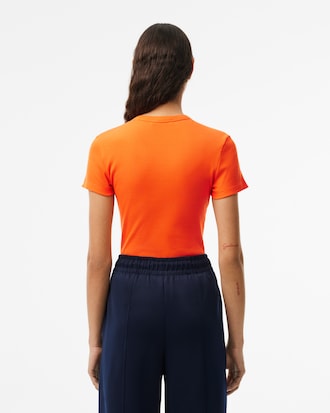Women's Slim Fit Ribbed Cotton T-Shirt