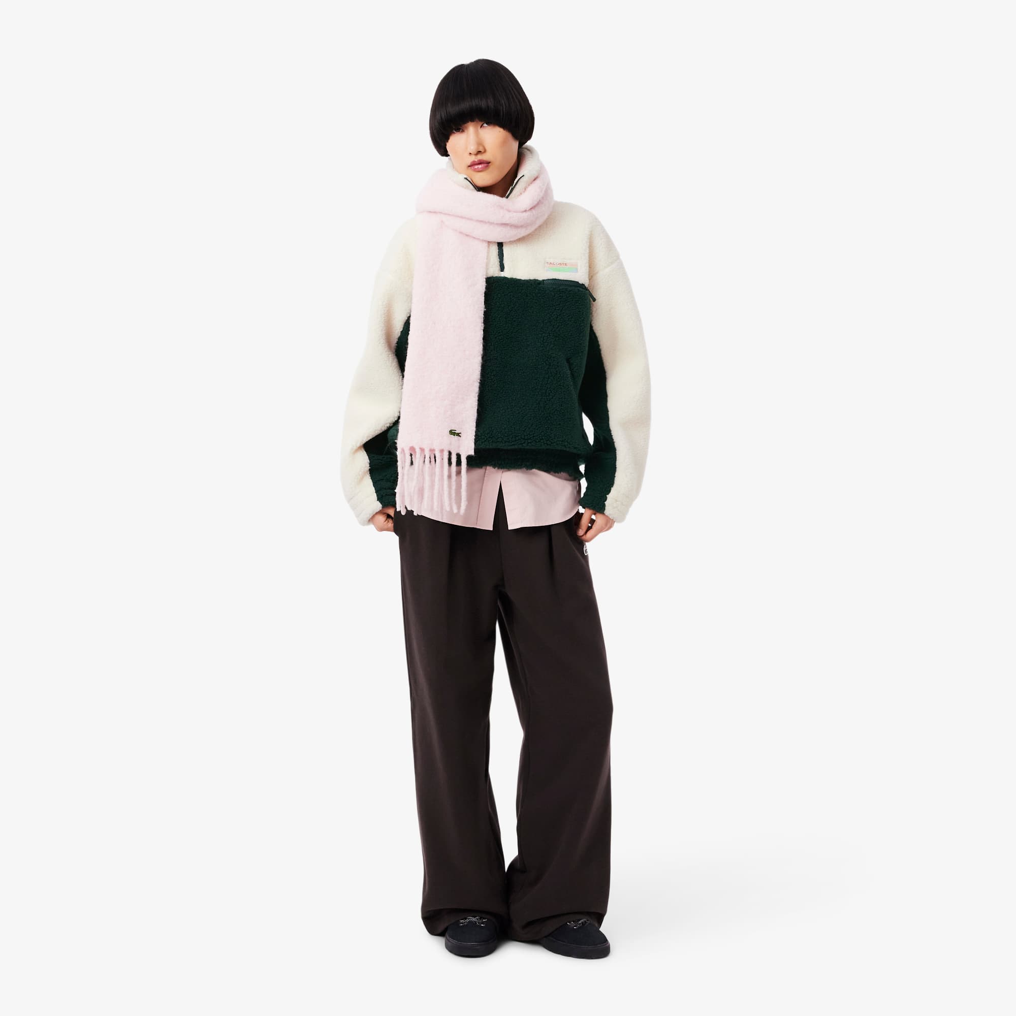 Women's High-Neck Oversized Fleece Sweatshirt - Sweaters