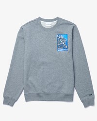 Men&rsquo;s Crew Neck Postcard Badge Cotton Sweatshirt