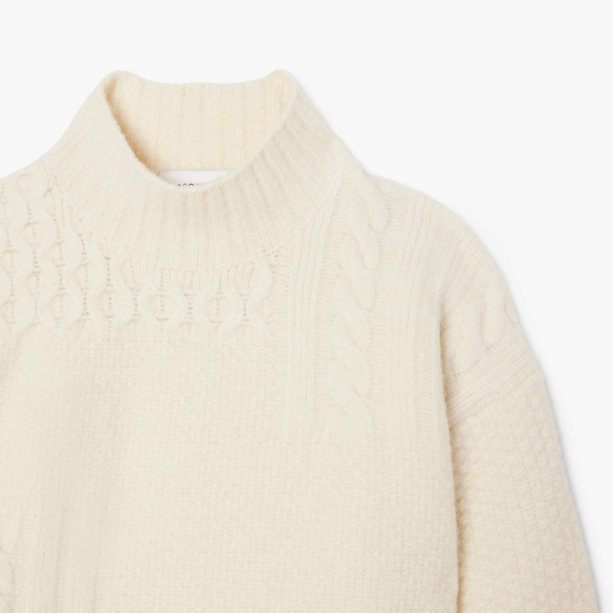 Women's Patchwork Effect High-Neck Wool Sweater
