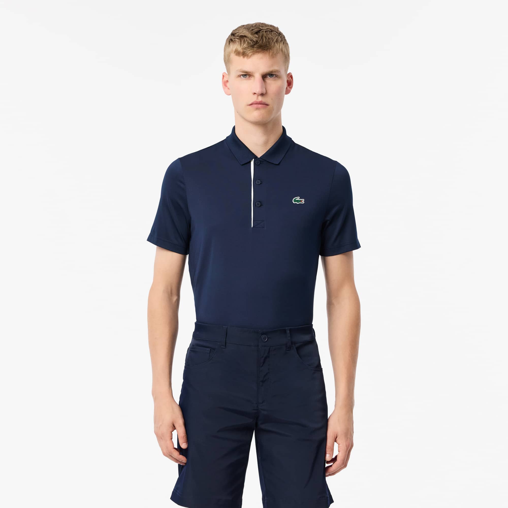 LACOSTE ゴルフシャツ M 青色 DRY機能 Men's Regular Fit UV Protect Golf Polo - Polo Shirts - New In 2025