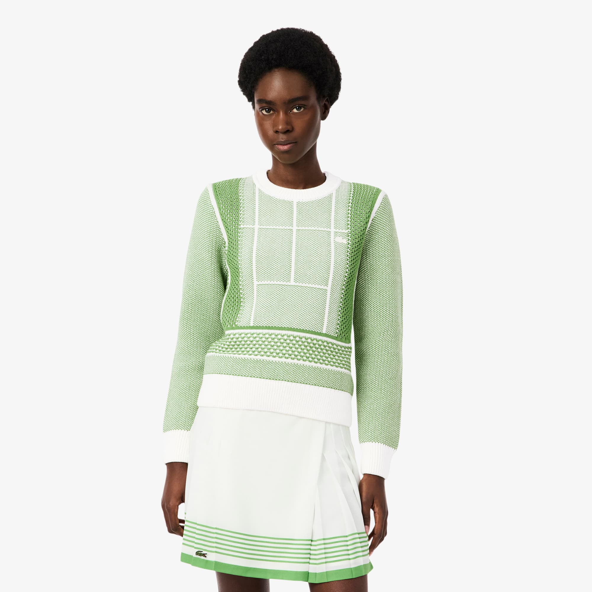 Lacoste Tennis Court Graphic Sweater - 36 In Green