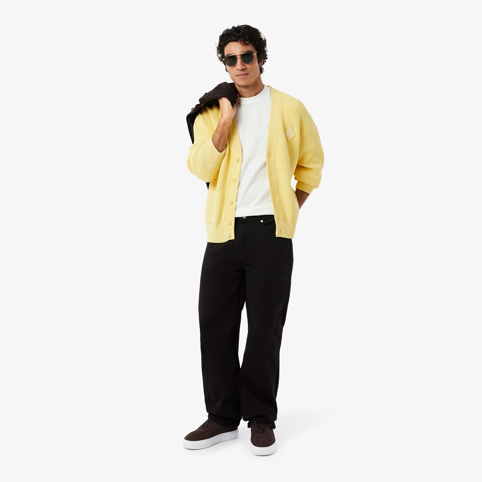 Relaxed Fit Ribbed Cotton Cardigan - Sweaters & Sweatshirts - New