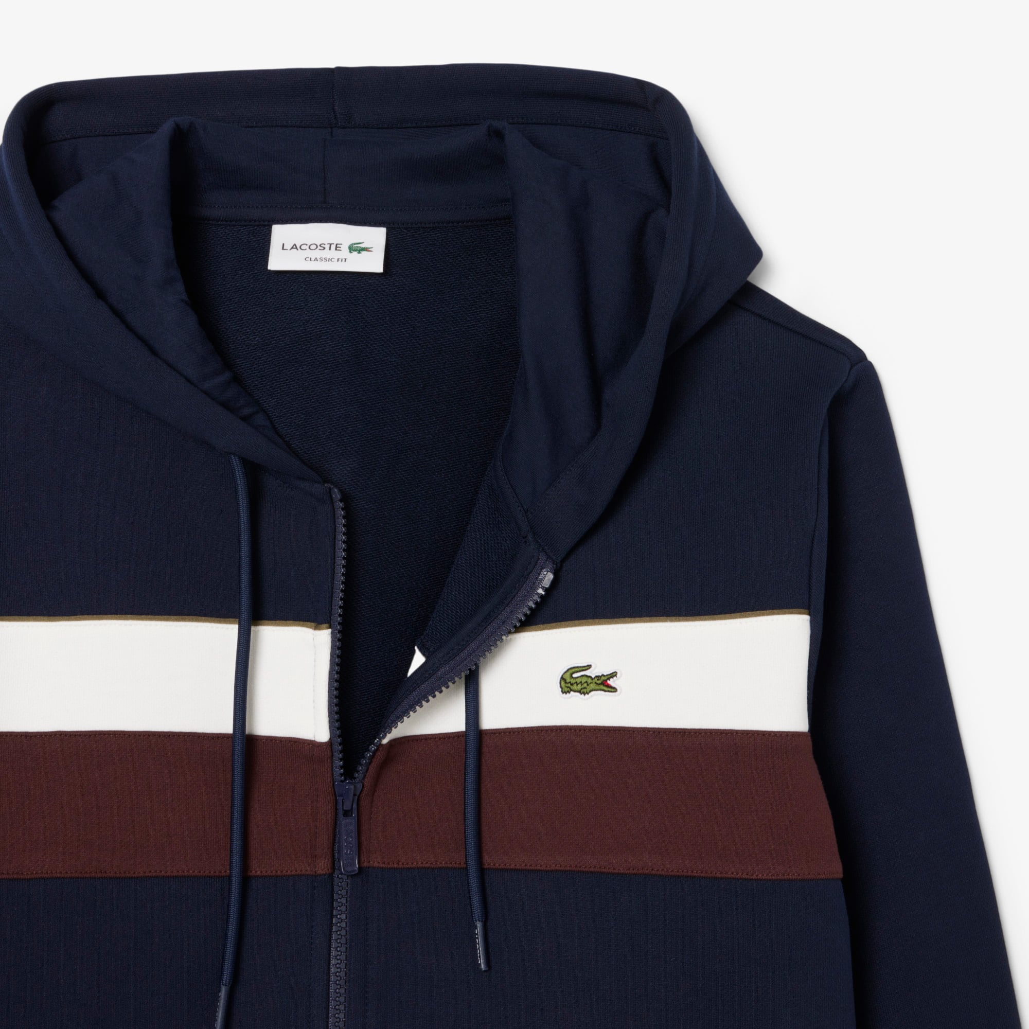 LACOSTE ネイビー フルジップフーディ US S Unisex High-Neck Zip-Up Sweatshirt - Sweaters & Sweatshirts
