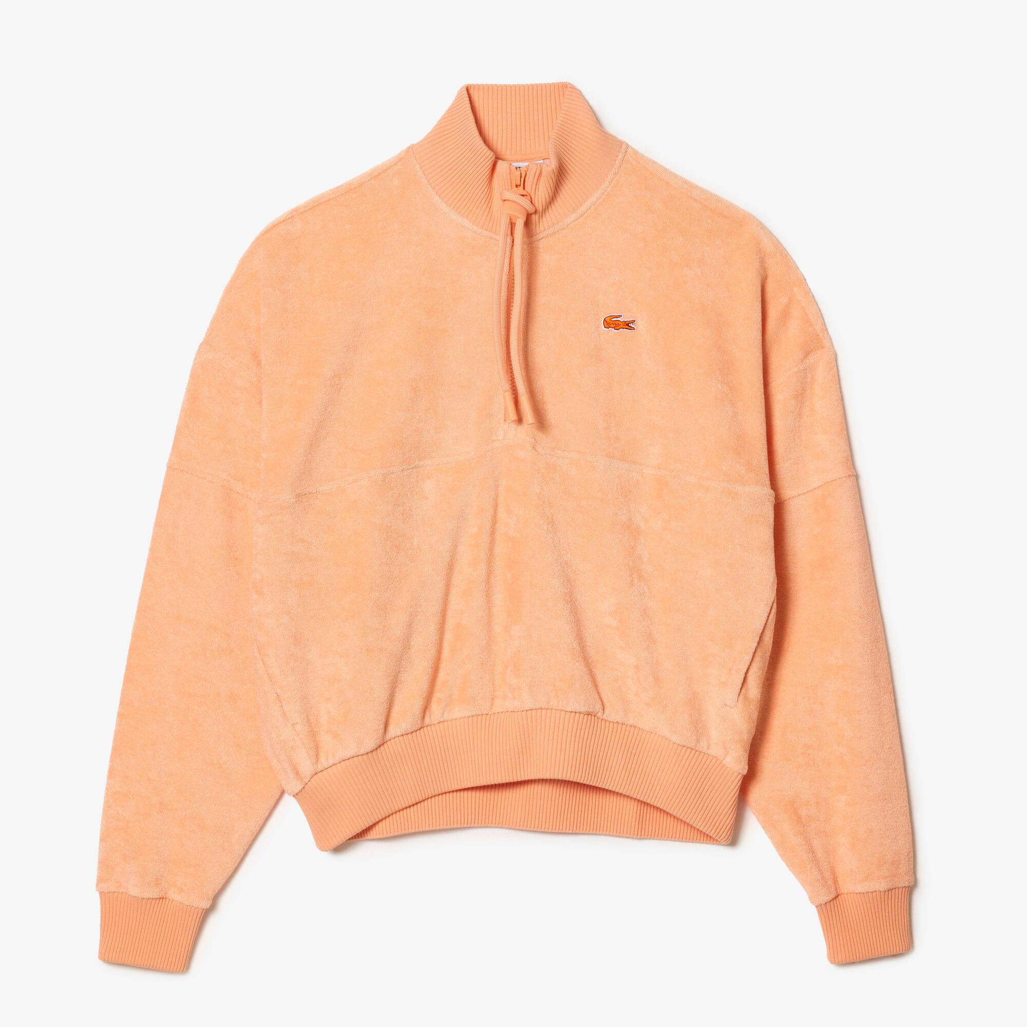 Women’s High-Neck Terry Cloth Half Zip Sweatshirt