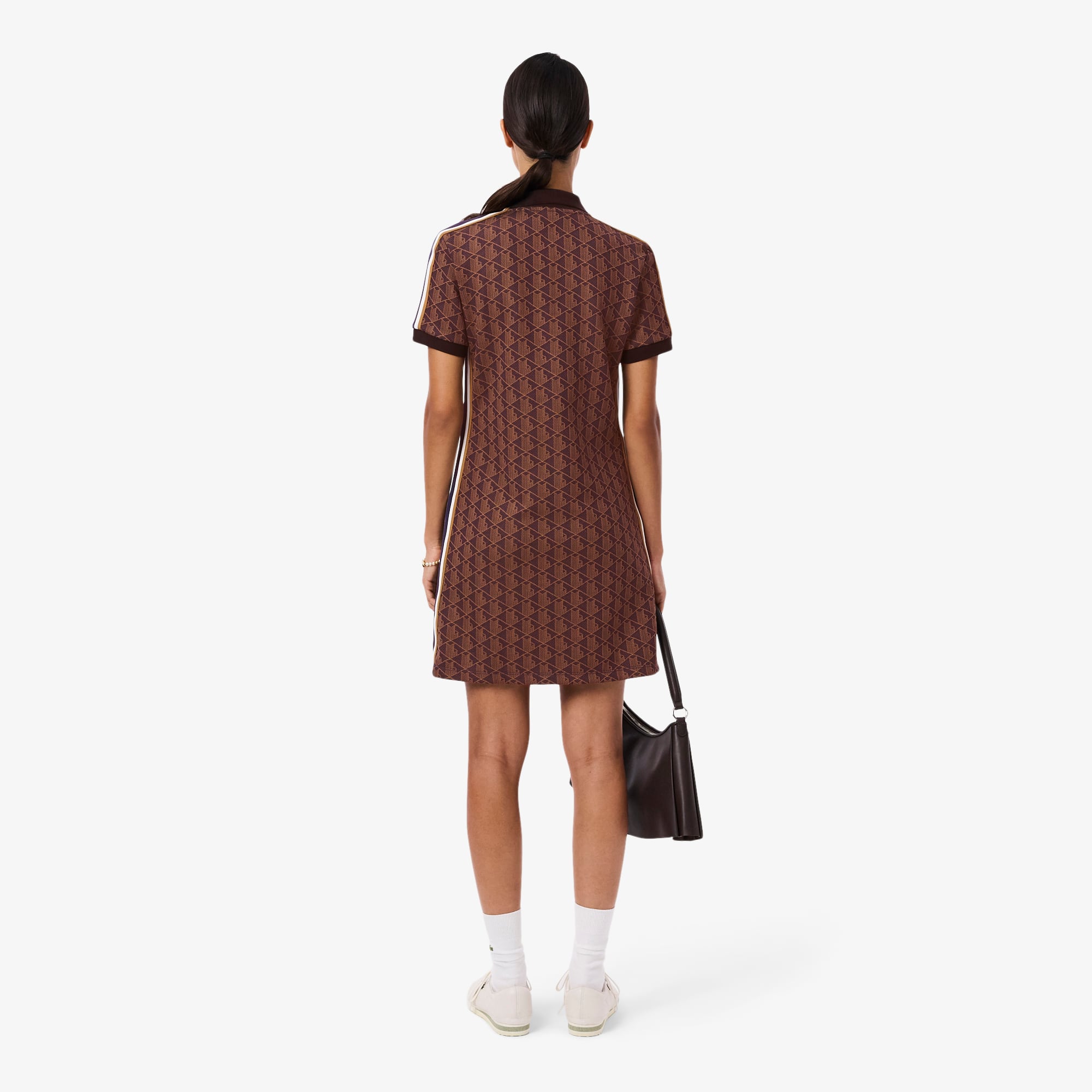 パーティードレス LACOSTE EF2655 Dresses Brown Women's Slim Fit Monogram Polo Dress - Dresses - New In 2025