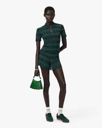 Runway Pointelle Polo Collar Sweater