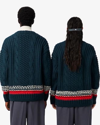 Runway Textured Stripe Wool Cardigan