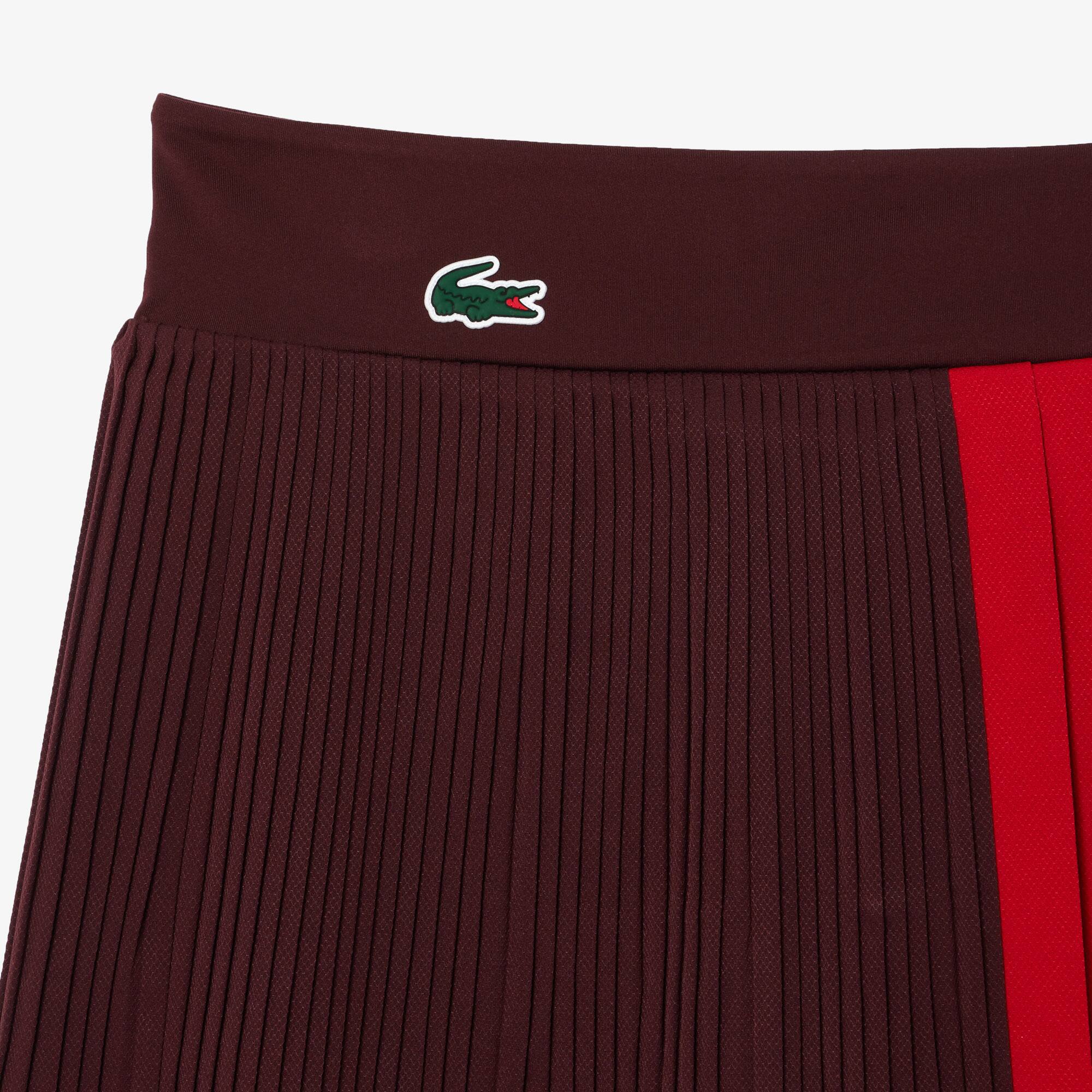 ワンピース LACOSTE Women Mid Skirts EF2655 GTI Brown Women's Asymmetric Pleated Midi Skirt - Shorts & Skirts