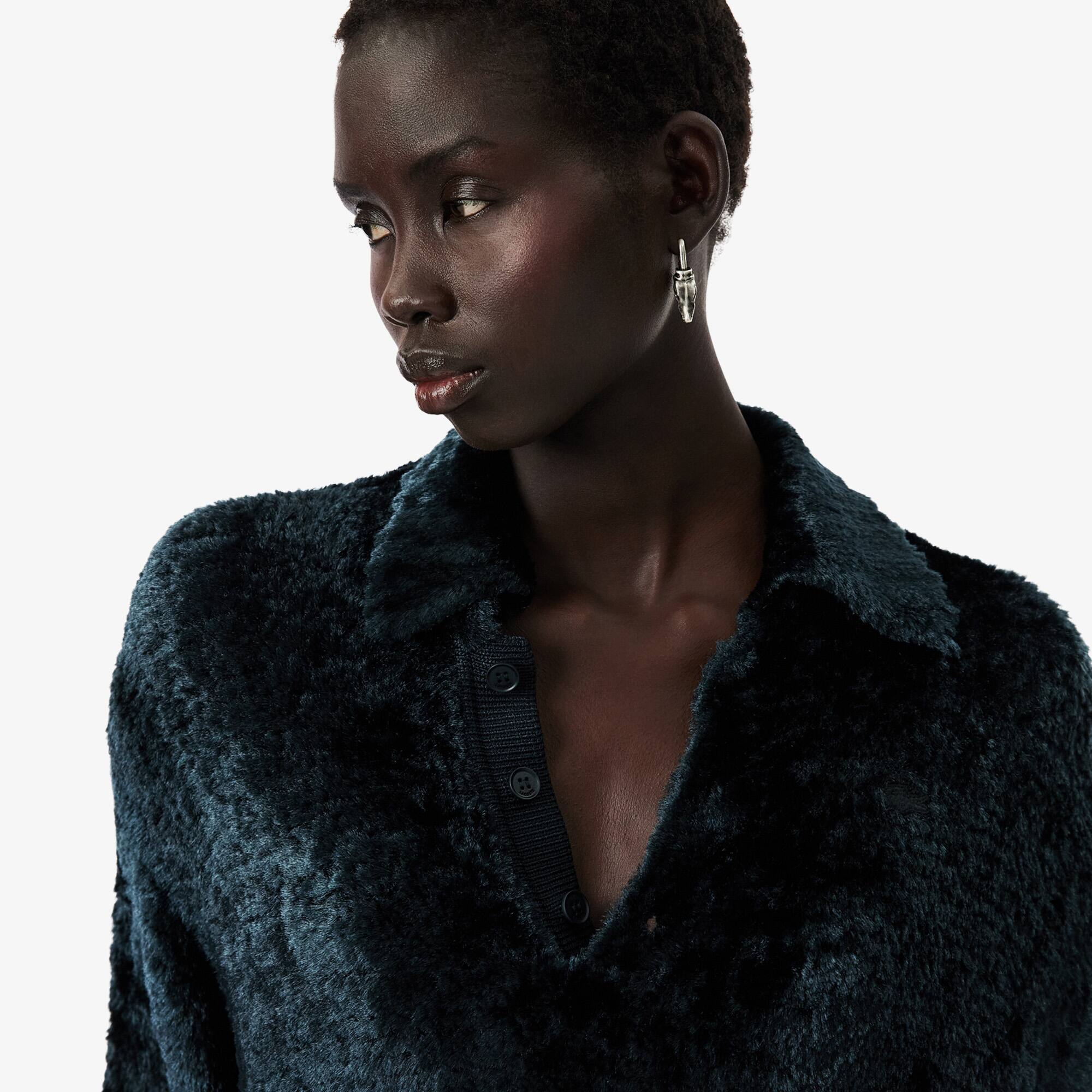 Runway Polo Collar Velour Sweater - Sweaters & Sweatshirts - New