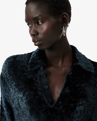 Runway Polo Collar Velour Sweater