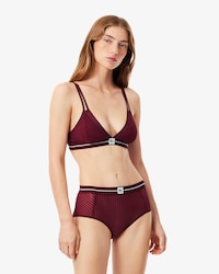 High Waist Velour Stripe Mesh Briefs