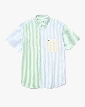 Men's Relaxed Fit Striped Cotton Poplin Patchwork Shirt