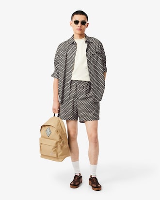 Relaxed Fit Printed Cotton Blend Shorts