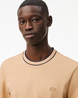 Men's Stretch Piqué Striped Collar T-Shirt