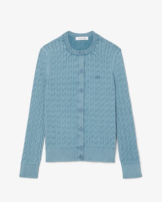 Women's Wash Effect Cable Knit Cardigan